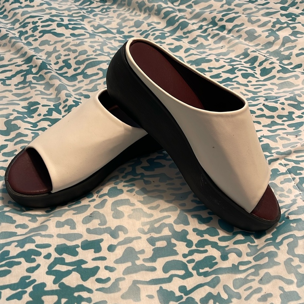 White slip on wedges